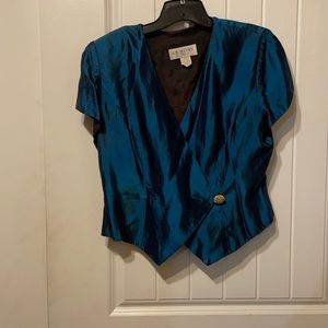 Fully lined teal formal top with accent button